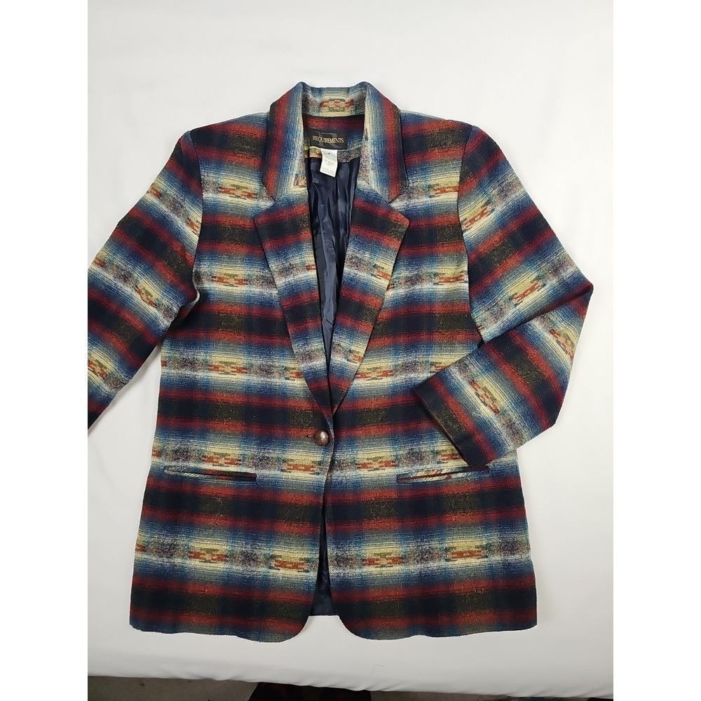Vtg Requirements Blazer Aztec Southwest Jacket Wool Blend Size‎ 10